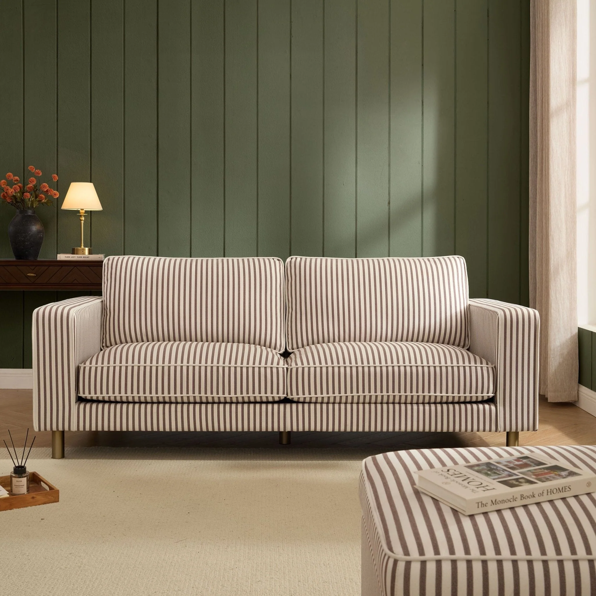 3 Seater Sofa - Chocolate Stripe