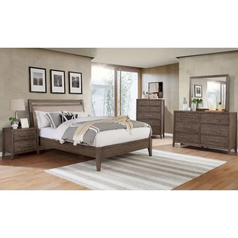 Rustic Grey Solid Wood Platform Bed