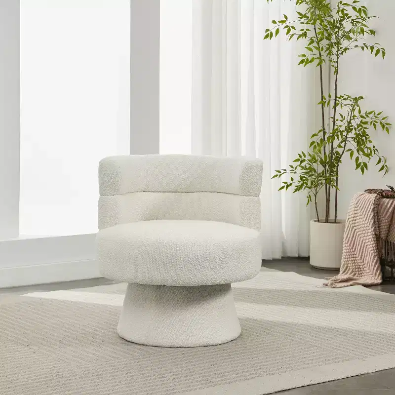 Contemporary 360° Swivel Boucle Upholstered Chair