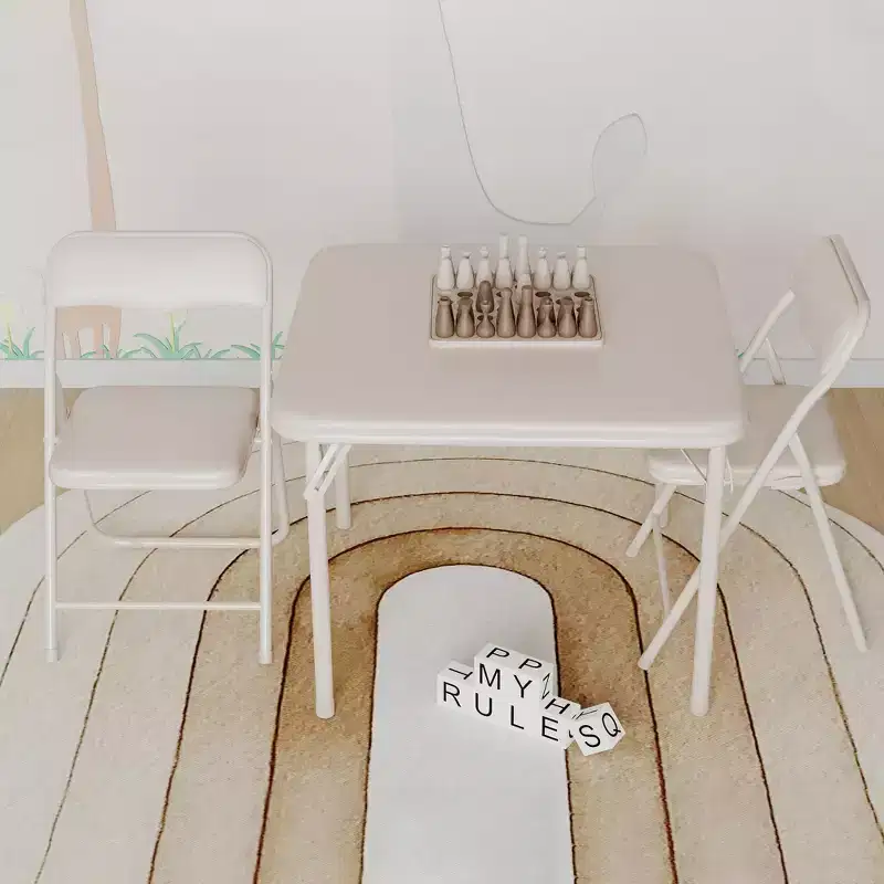 Folding Table and 2 Chairs with PU Upholstered - Perfect for Eating, Reading, and Playing