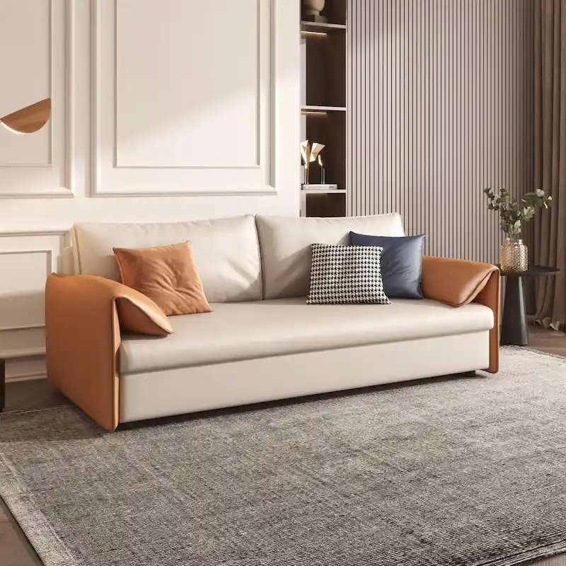 JASIWAY 65.4 Vegan Leather Sofa Bed Sleeper Sofa