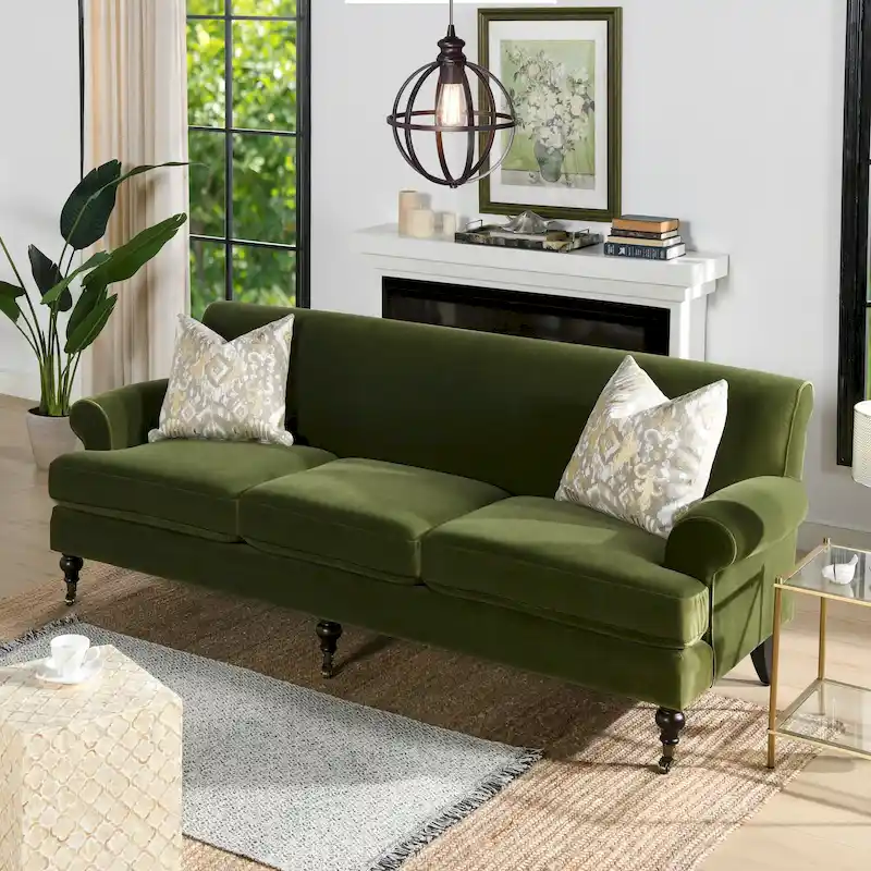 Alana Lawson 88 Inch Living Room Sofa  Three Cushion Couch with Rolled Arms and Tight Back  Minimal Assembly Required
