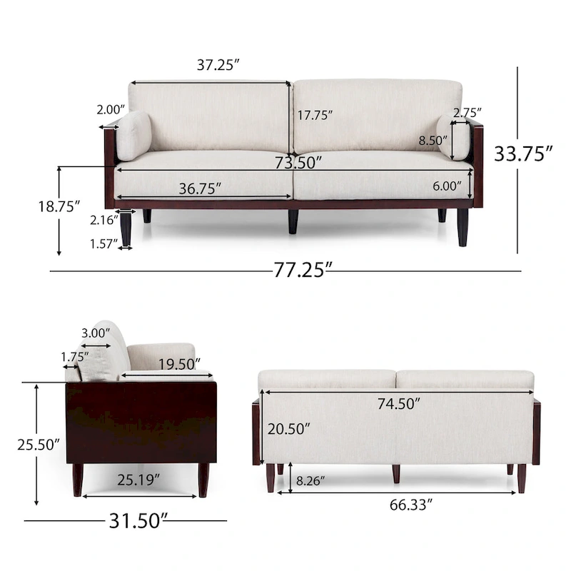 Sofia Upholstered 3-seater Sofa by Christopher Knight Home