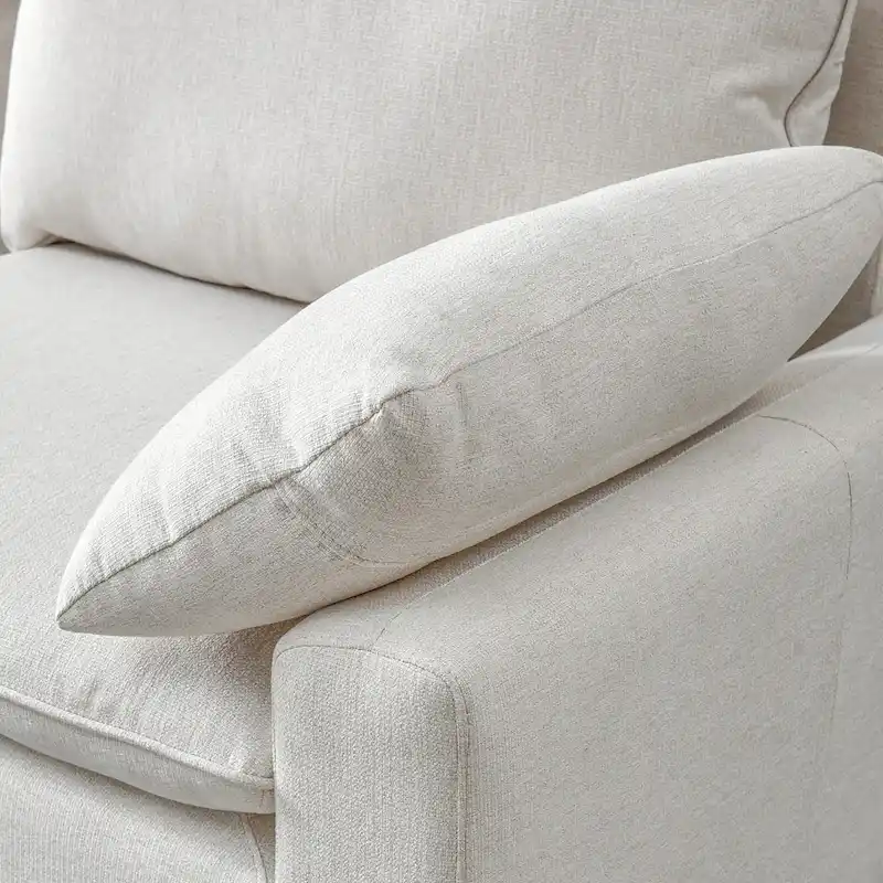 L-Shaped Linen Sectional Sofa with Chaise