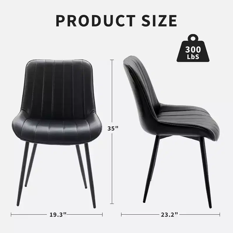 GustoWave Modern Dining Chairs Set of 2, Comfortable Leather Dining Room Chairs with Thick Cushions with Metal Legs for Kitchen