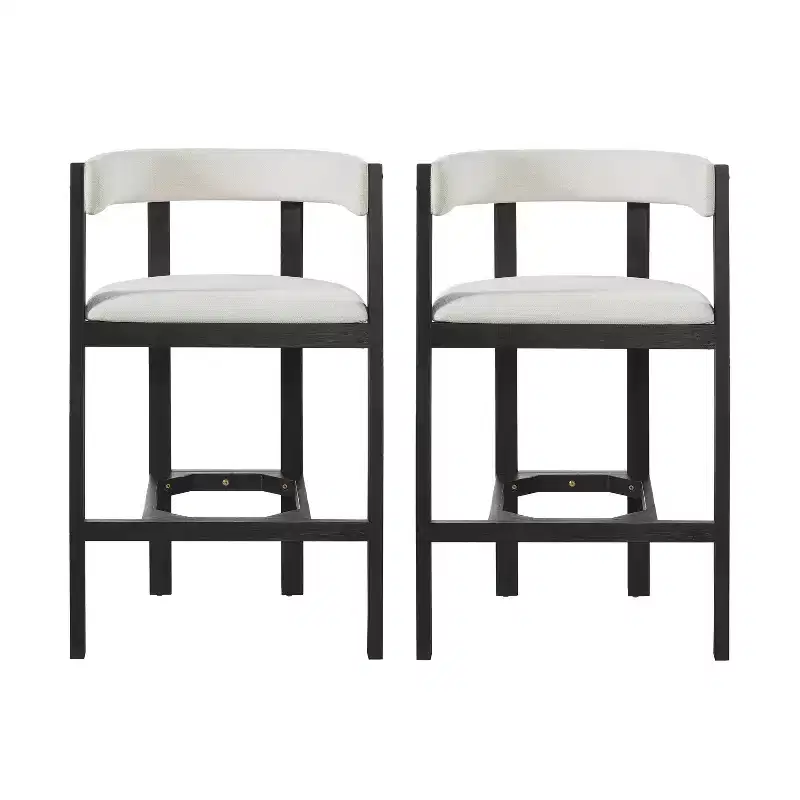 Karolina Modern Rubberwood Upholstered Bar Stools with Curved Backrest