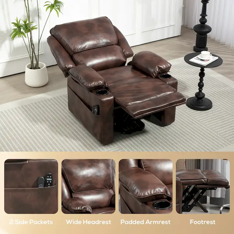 HOMCOM Power Lift Recliner Chair Sofa with Vibration Massage and Heat, Overstuffed Reclining Chair with Remote Control