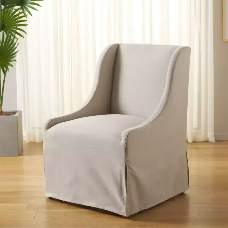 Sand Linen Accent Arm Chair, Wood Frame, Foam Cushion, 275 lb Capacity, No Assembly