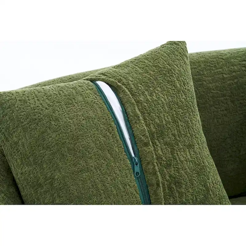 L-Shaped Chenille Sectional Sofa with Chaise and 4 Pillows