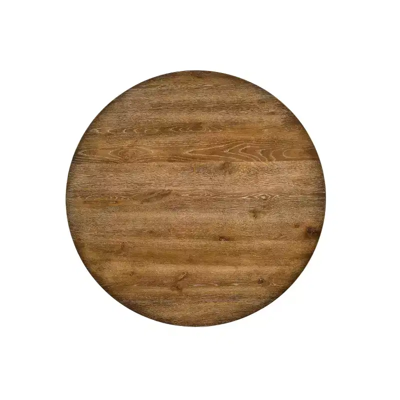 48 Wallace Dining Table Weathered Oak - Acme Furniture: Trestle Base, Linen Upholstered Chairs