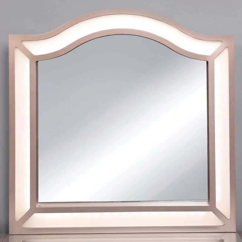 Furniture of America Ulru Transitional Solid Wood 3-Piece Makeup Vanity Set with LED