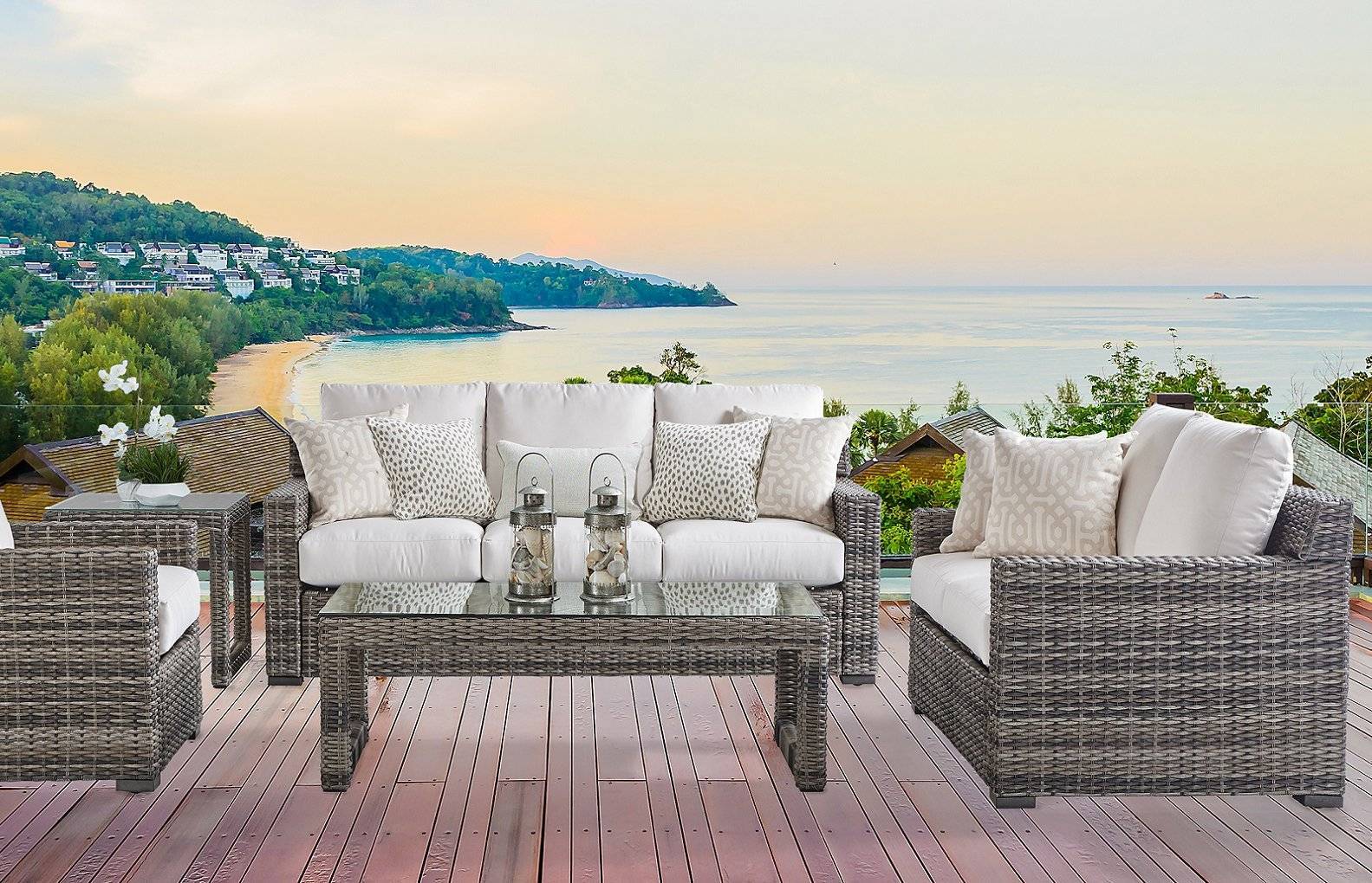 Outdoor Wicker Sofa Sandstone