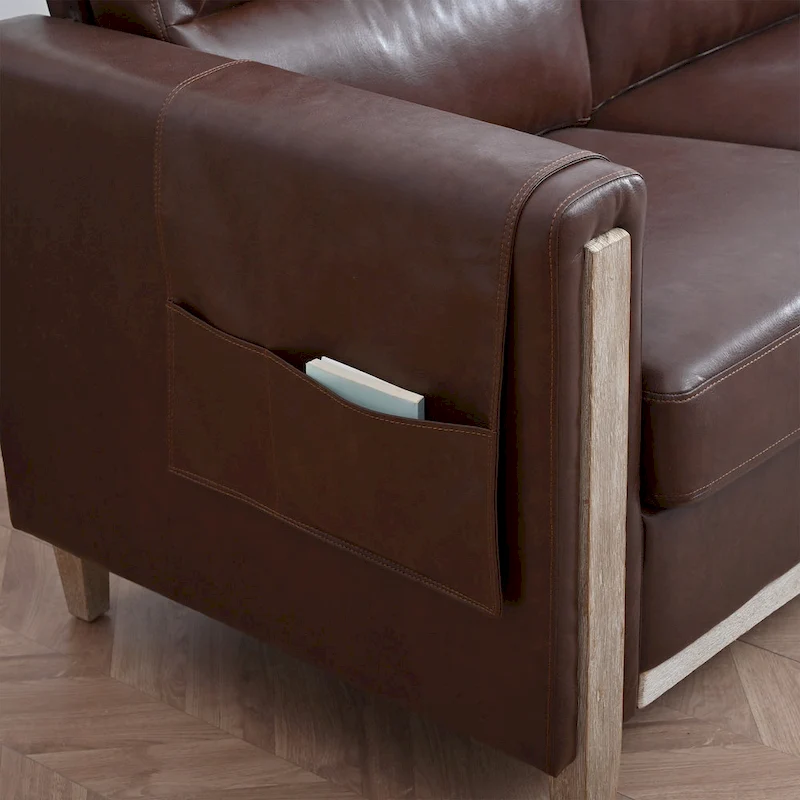 Larb Modern Solid Wood Three-Seater Sofa Couch by Christopher Knight Home