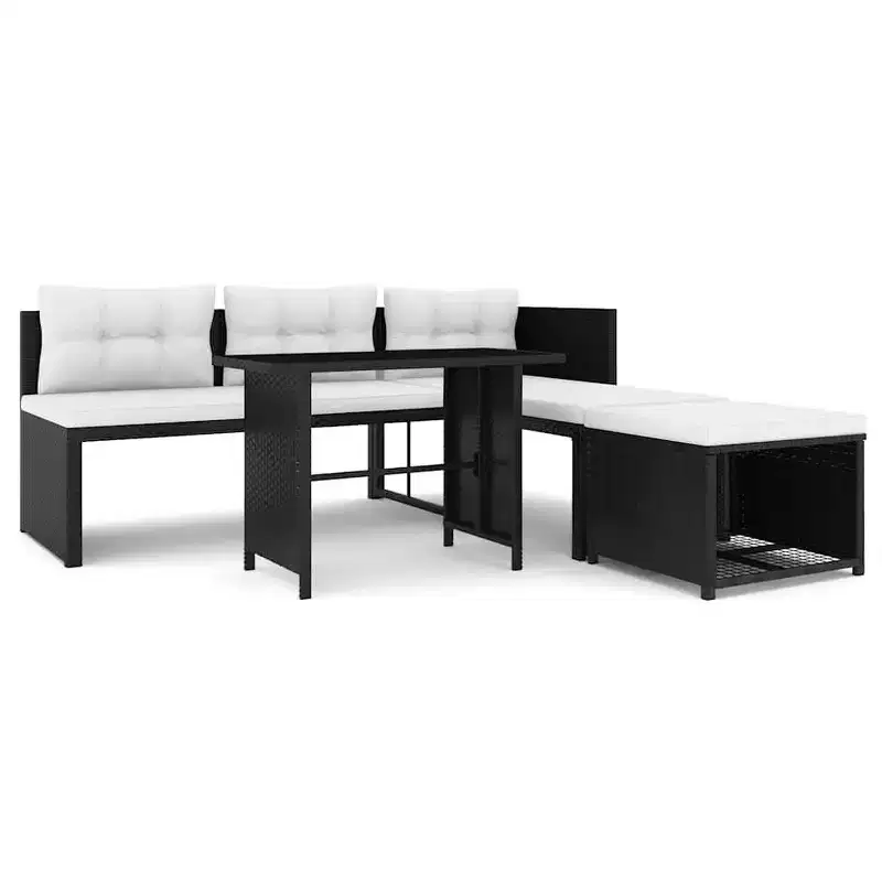 vidaXL Patio Furniture Set 4 Piece Outdoor Sofa with Coffee Table Poly Rattan