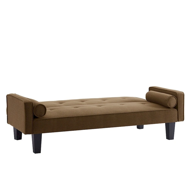 Linen Fabric Modern Convertible Sofa Bed with Removable Armrests