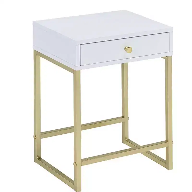 Side Table, White & Gold