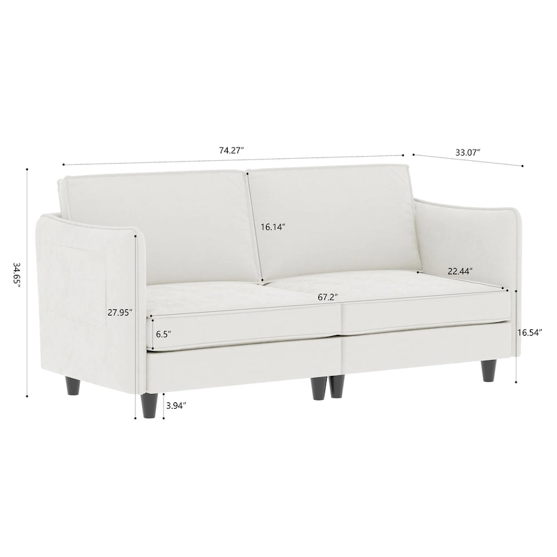Christopher Knight Home - Hadley 74.27 Loveseat Sofa with Mid-Century Modern Design