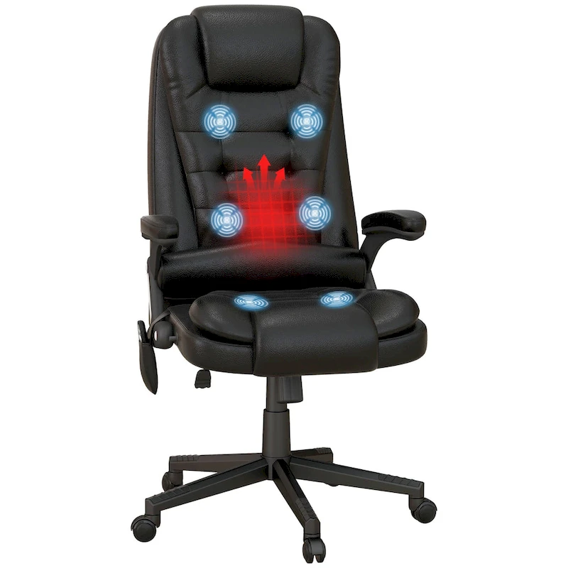 HOMCOM High Back Vibration Massage Office Chair with 6 Vibration Points, Beige