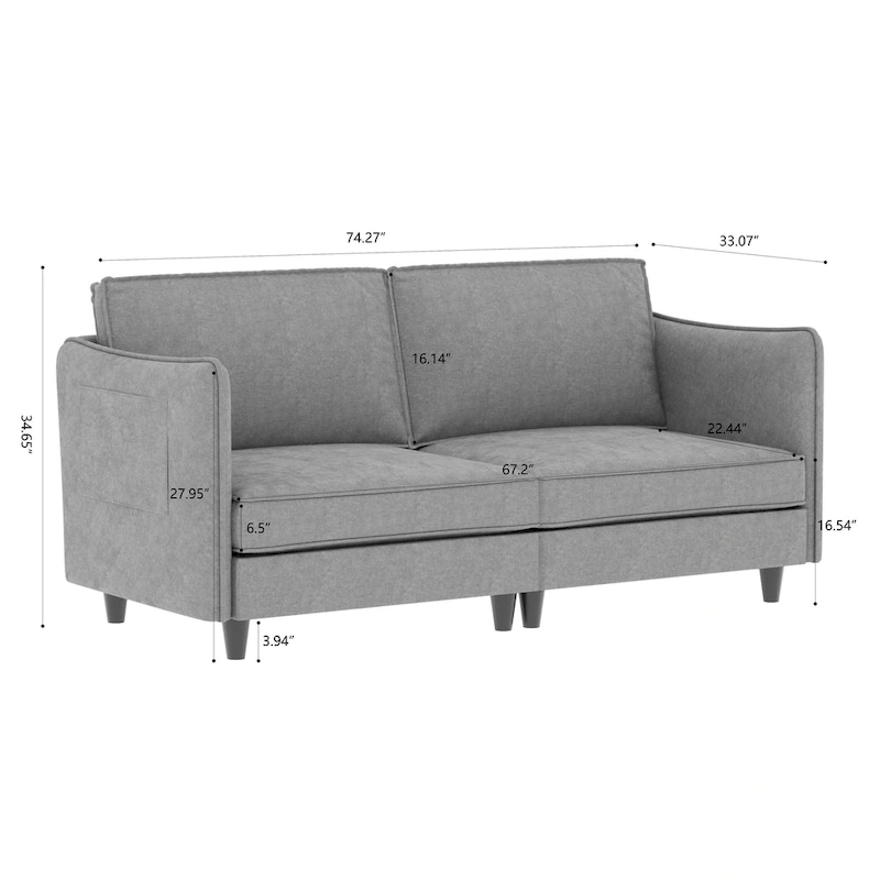 Christopher Knight Home - Hadley 74.27 Loveseat Sofa with Mid-Century Modern Design
