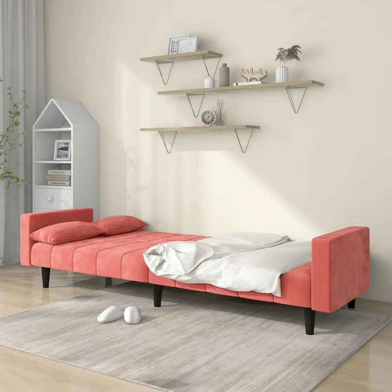 vidaXL 2-Seater Sofa Bed Upholstered Convertible Sleeper Sofa Couch Velvet - 86.6 x 33.3 x 27.2