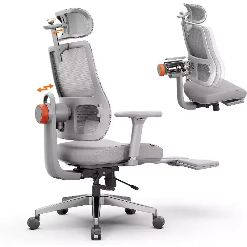 Black Mesh Ergonomic Office Chair with Footrest, 4D Armrests, Single