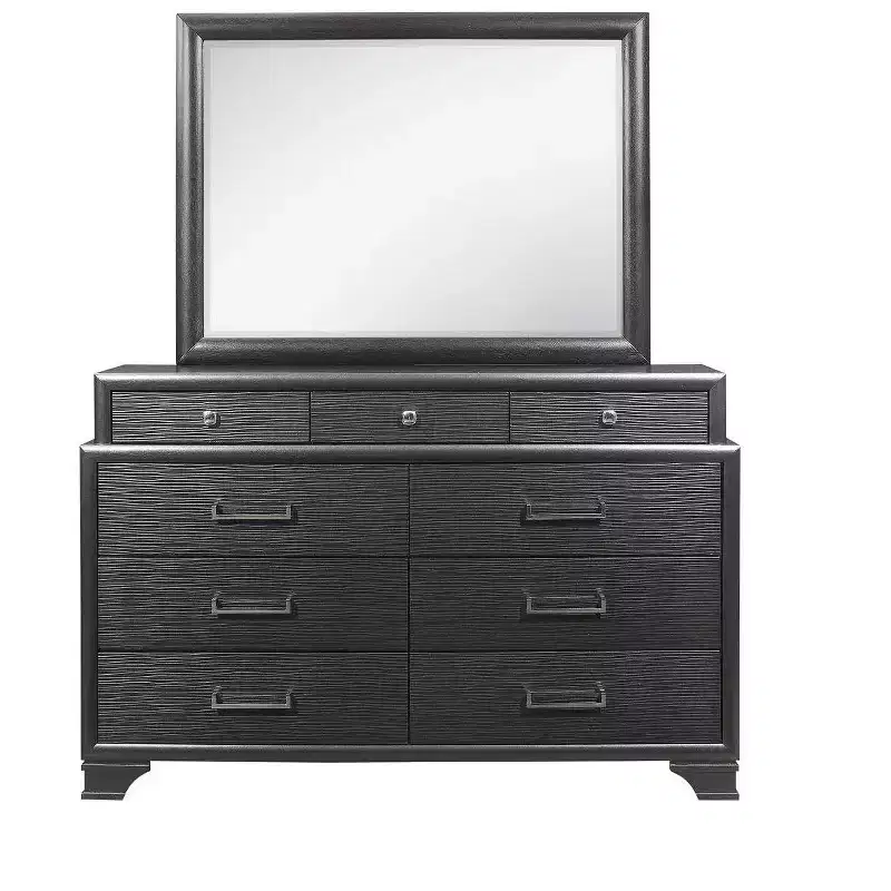 Grey Framed Bedroom Mirror with Simple Wooden Border - Contemporary Dresser Mount, 60