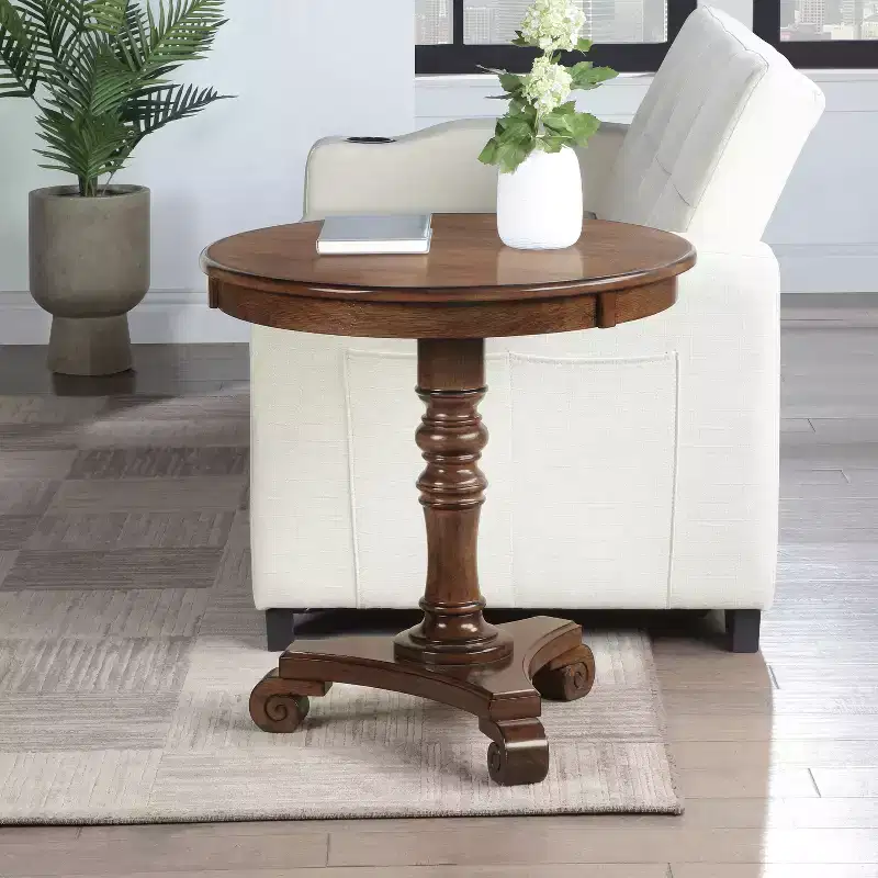 HomeStock 25.5 in.H Brown Color Rectangle MDF (Medium-Density Fiberboard) Table Top End Table 1 -piece