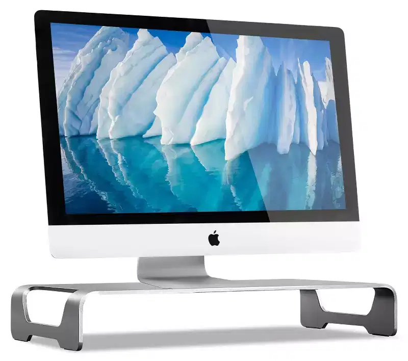 Mount-It! Aluminum Monitor Stand For iMac - Metal Monitor Stand Desktop Organizer w/ Keyboard Storage - Universal Monitor Riser For PC & Laptop