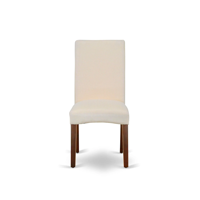 East West Furniture Kitchen Table Set- A Round Dining Room Table and Cream Linen Fabric Parson Chairs, Mahogany (Pieces Options)