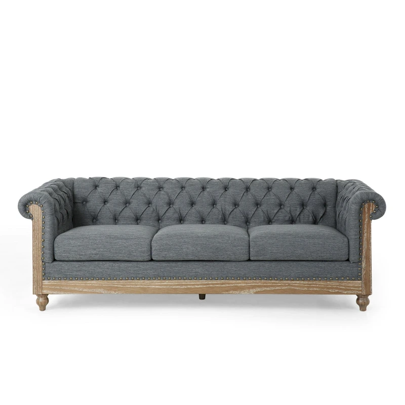 Saragus Chesterfield Sofa with Nailhead Trim by Christopher Knight Home - 85.50 L x 33.25 W x 28.50 H