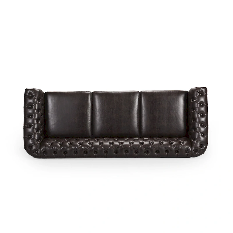 Parksley Tufted Chesterfield Faux Leather Sofa by Christopher Knight Home