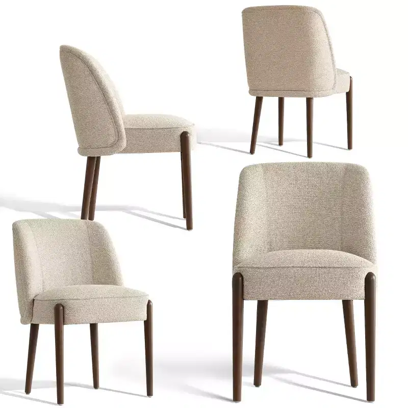 5-Piece Modern Dining Room Set for 4, Charcoal Round Table with 4 Upholstered Dining Chairs with Wood Legs for Dining Room or Farmhouse-Panipeachy