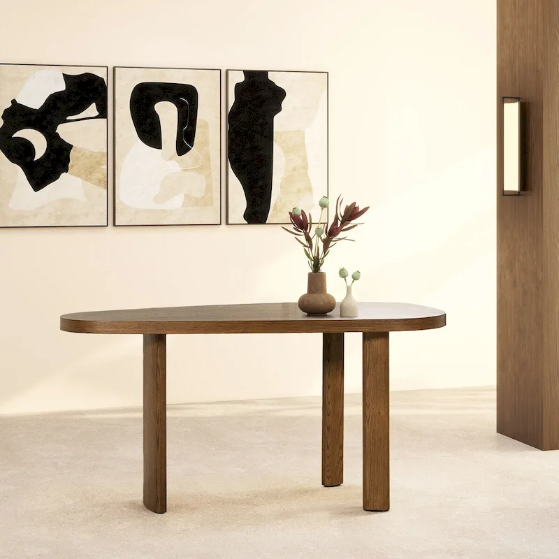 Melvin 60 Oak Wood Oblong Oval Console Table