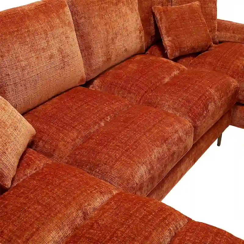 UNITED Modern Large chenille Fabric U-Shape Sectional Sofa