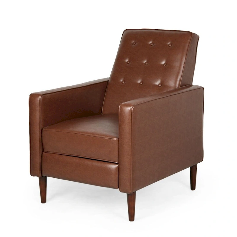 Mid-Century Modern Fabric Recliner Chair with Birch Legs by Christopher Knight Home