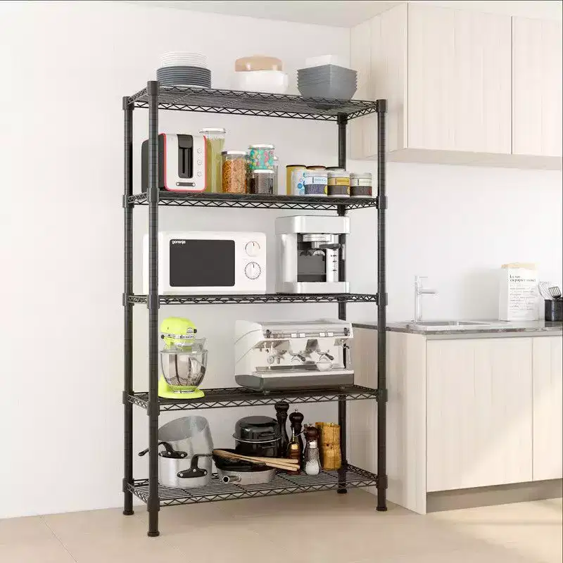 Chrome-Plated Steel 5-Tier Shelving Unit, 70.86