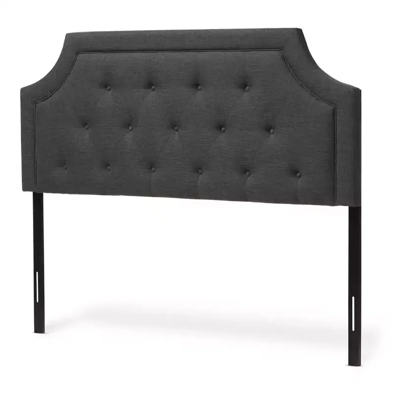 Dark Gray Upholstered Fabric Headboard, Contemporary Style, For 1