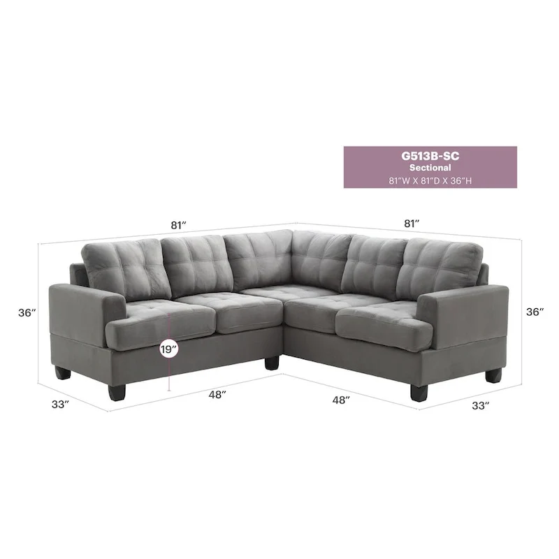 Sandridge 80 in. W 2-piece Microfiber L Shape Sectional Sofa - 80L x 80W x 36H