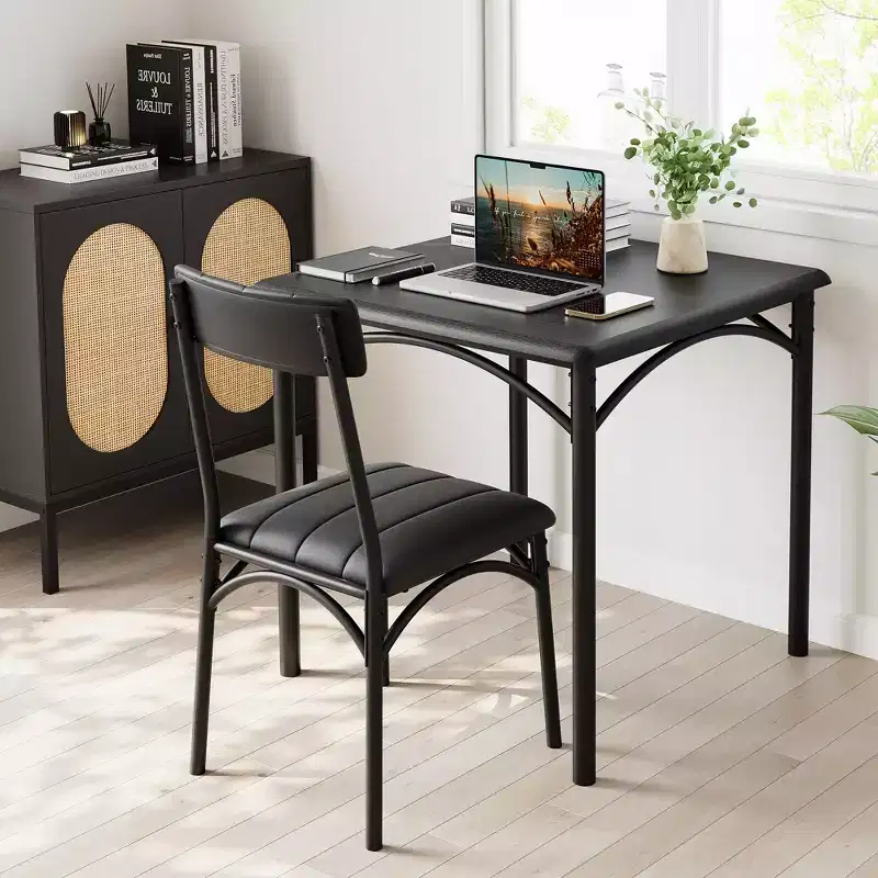 Dining Table Set for 2, Kitchen Table with Upholstered Chairs, Square Wood Dining Room Table Set for Small Space, Dinner, Apartment