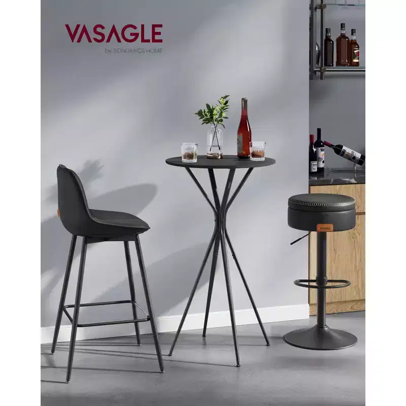 23.6 Round Bar Table - X-Leg Cocktail Pub Table for Kitchen/Party, Sturdy Metal Frame, Easy Assembly