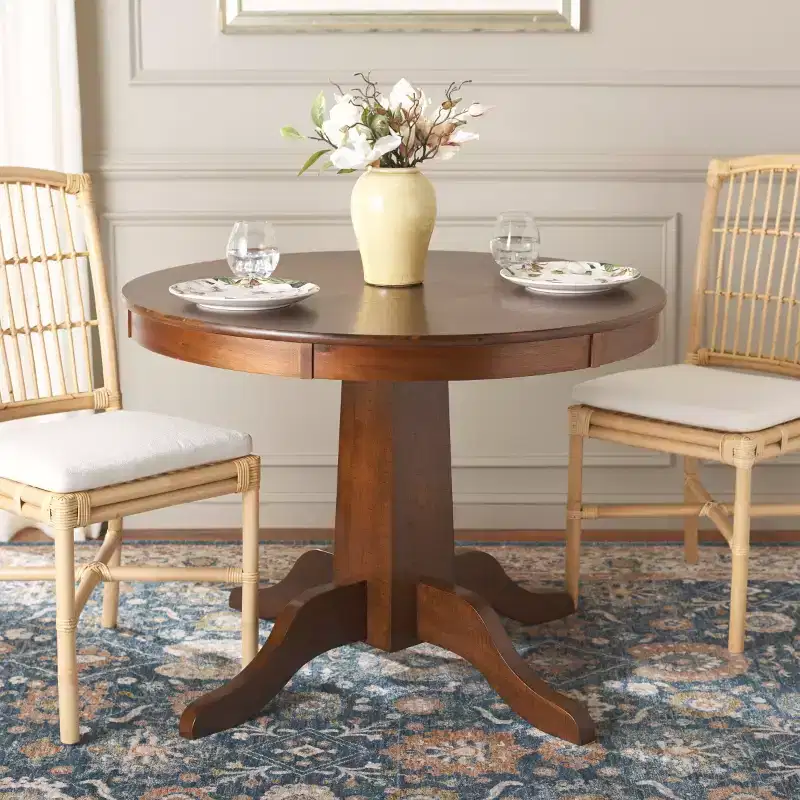 Round Dining Table in Rustic Brown - Seats 4