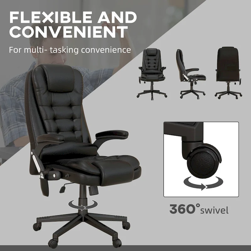 HOMCOM High Back Vibration Massage Office Chair with 6 Vibration Points, Beige