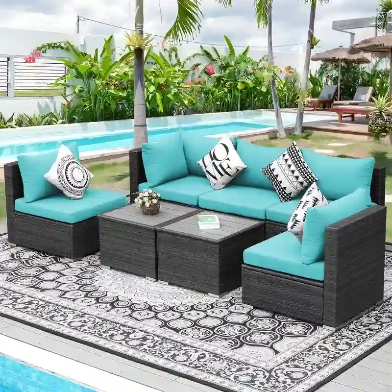 FINCATI 7 Pieces Patio Outdoor Furniture Sofa Set with Coffee Table