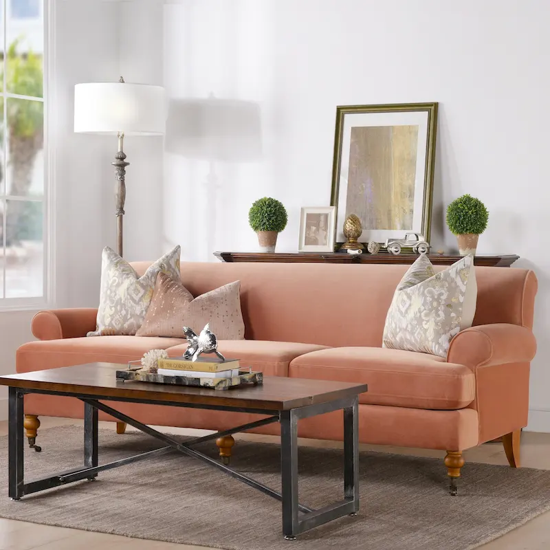 Alana Lawson 88 Inch Living Room Sofa  Three Cushion Couch with Rolled Arms and Tight Back  Minimal Assembly Required
