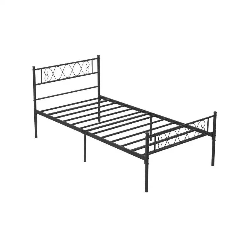 Twin Metal Platform Bed Frame with Headboard and Footboard