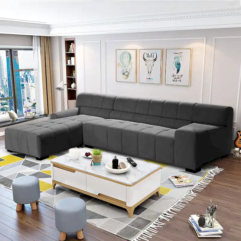 Williamspace Modern Glam LargeUpholstered Sectional Sofa L-shape With Chaise Living Room