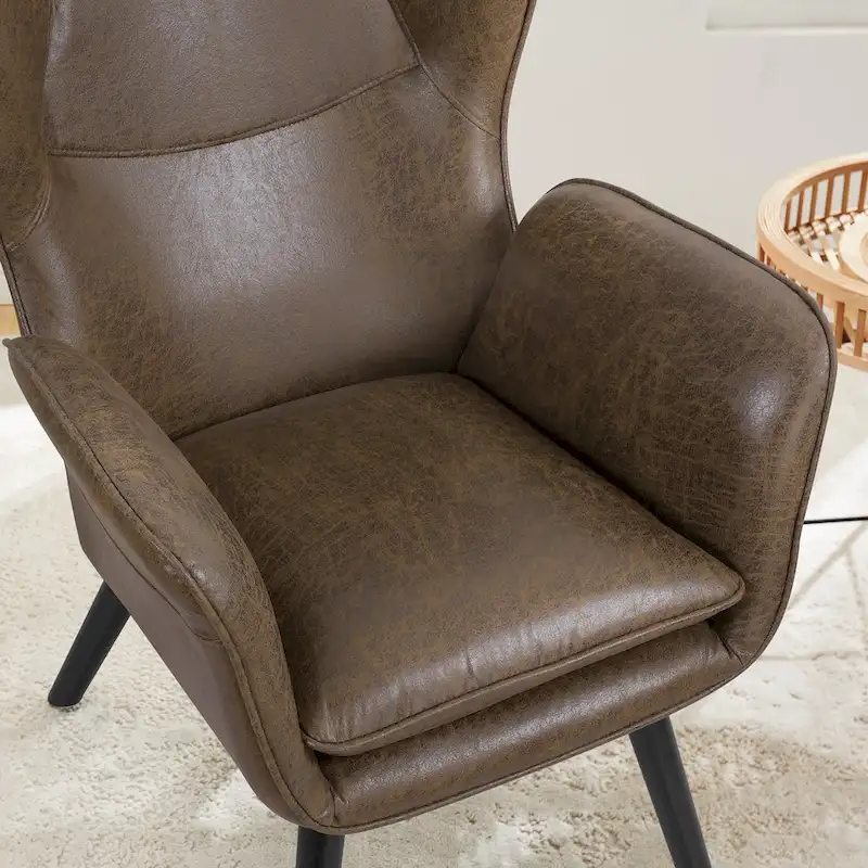 Upholstered Wingback Armchair Leisure Accent Chair, Single - 40.55 H x 28.34 W x 33.1 D