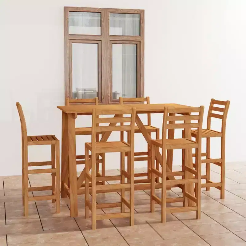 vidaXL Outdoor Bar Set Natural Wood Solid Acacia Wood Medium