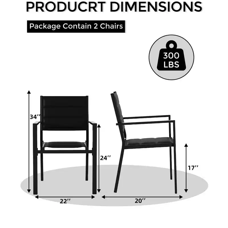 Aluminum Outdoor Dining Chair  Dining Chairs Set of 2, for Balcony, Garden,