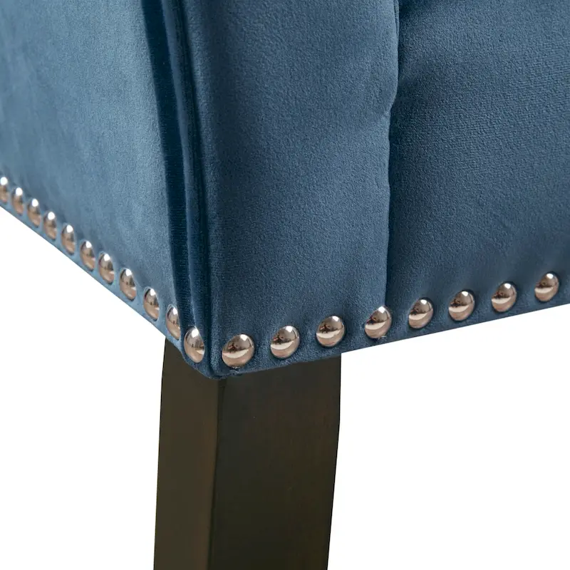 Madison Park Welburn 49.5 Upholstered Bench with Back & Wood Legs